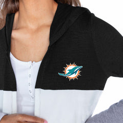 Miami Dolphins Gameday Couture Women's Tri-Blend Color Block Lightweight Cardigan Hoodie Black - NFL