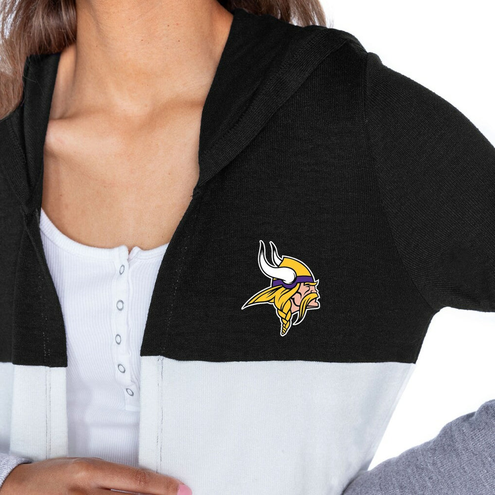 Minnesota Vikings Gameday Couture Women's Tri-Blend Color Block Lightweight Cardigan Hoodie Black - NFL
