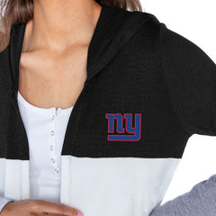 New York Giants Gameday Couture Women's Tri-Blend Color Block Lightweight Cardigan Hoodie Black - NFL