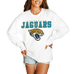 Jacksonville Jaguars Gameday Couture Women's Big Goals Oversized Long Sleeve T-Shirt White - NFL