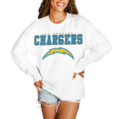 Los Angeles Chargers Gameday Couture Women's Big Goals Oversized Long Sleeve T-Shirt White - NFL