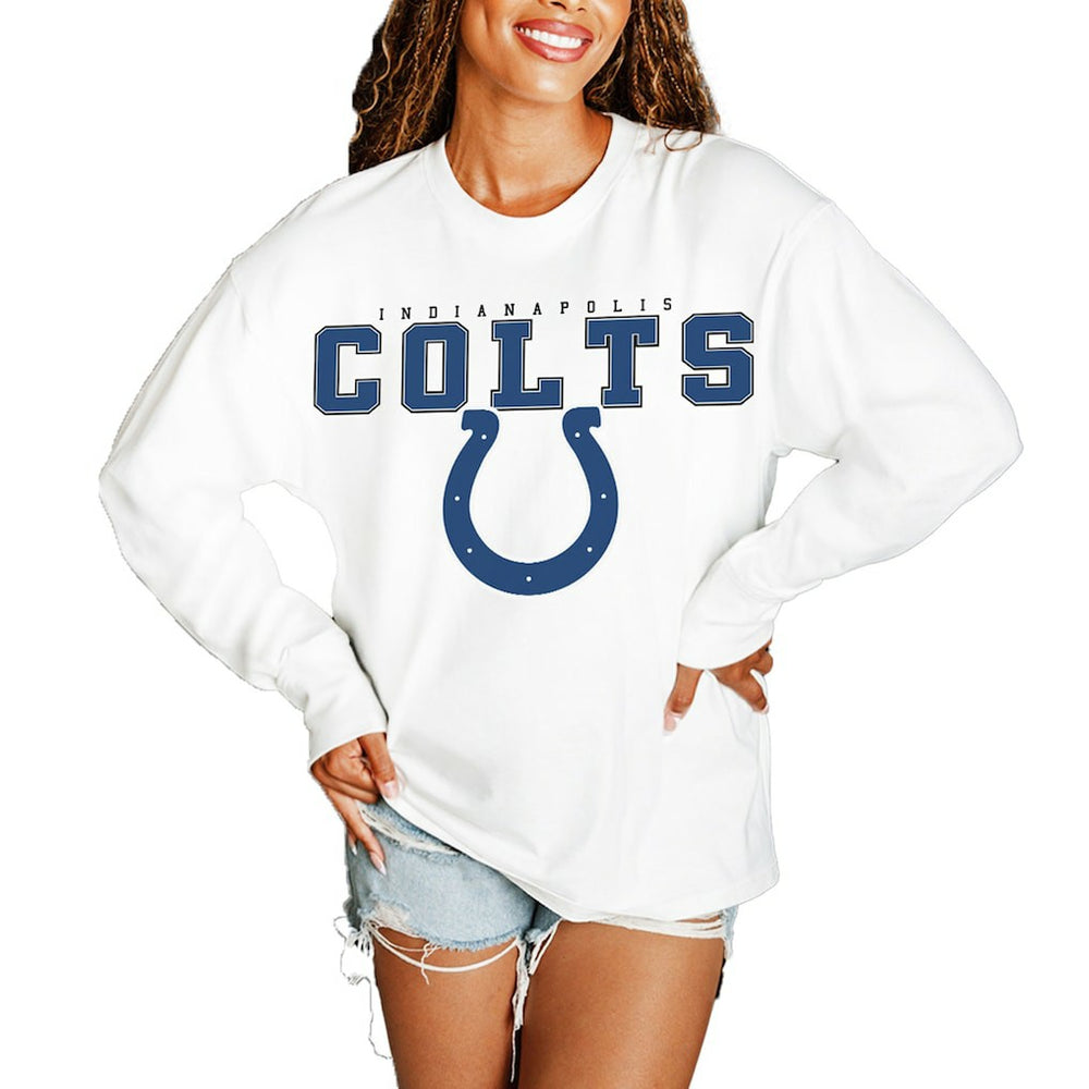 Indianapolis Colts Gameday Couture Women's Big Goals Oversized Long Sleeve T-Shirt White - NFL