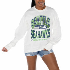 Seattle Seahawks Gameday Couture Women's Time Out Oversized Long Sleeve T-Shirt White - NFL
