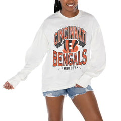 Cincinnati Bengals Gameday Couture Women's Time Out Oversized Long Sleeve T-Shirt White - NFL