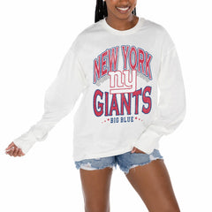 New York Giants Gameday Couture Women's Time Out Oversized Long Sleeve T-Shirt White - NFL