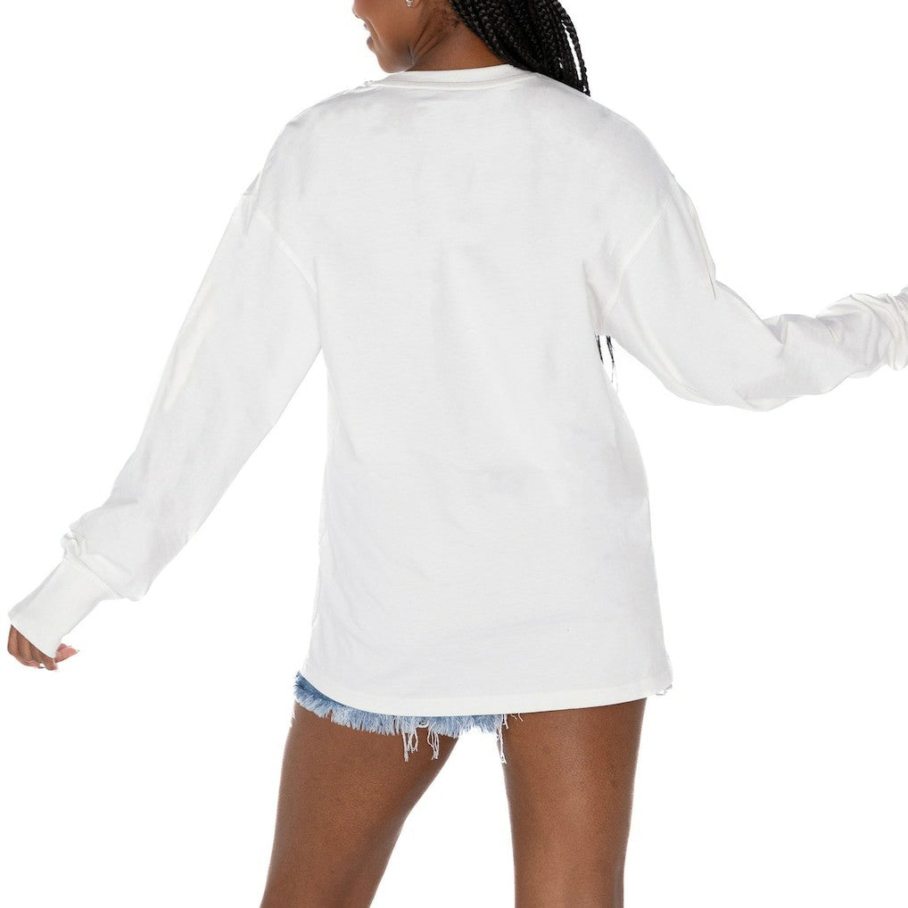 Cleveland Browns Gameday Couture Women's Time Out Oversized Long Sleeve T-Shirt White - NFL