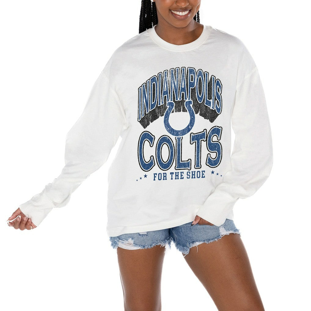 Indianapolis Colts Gameday Couture Women's Time Out Oversized Long Sleeve T-Shirt White - NFL