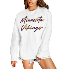 Minnesota Vikings Gameday Couture Women's Classic Comeback Oversized Long Sleeve T-Shirt White - NFL