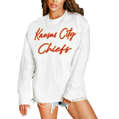 Kansas City Chiefs Gameday Couture Women's Classic Comeback Oversized Long Sleeve T-Shirt White - NFL