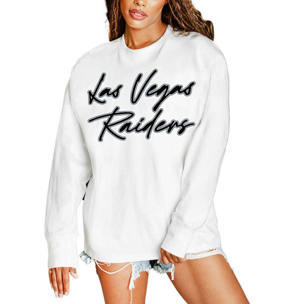 Las Vegas Raiders Gameday Couture Women's Classic Comeback Oversized Long Sleeve T-Shirt White - NFL