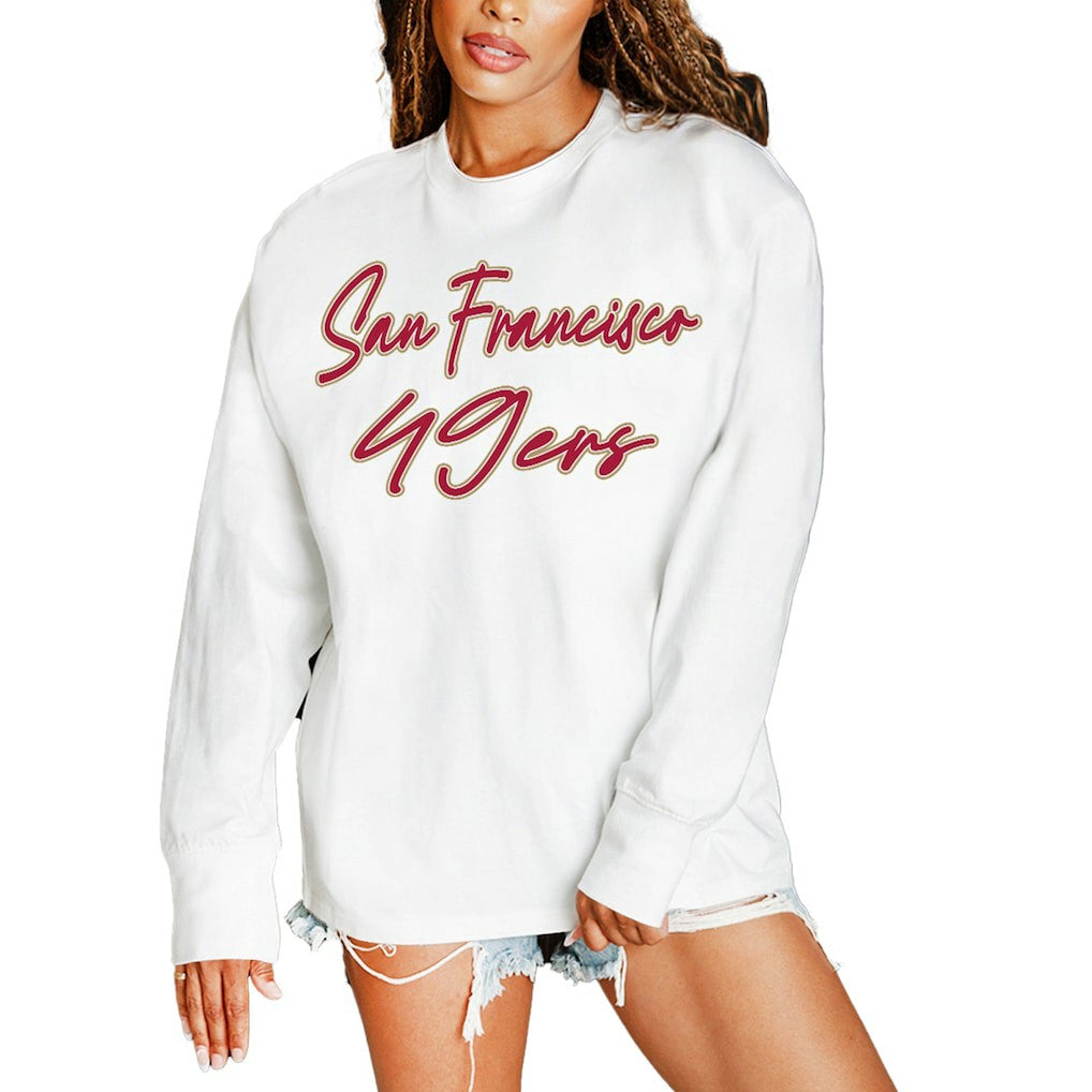 San Francisco 49ers Gameday Couture Women's Classic Comeback Oversized Long Sleeve T-Shirt White - NFL