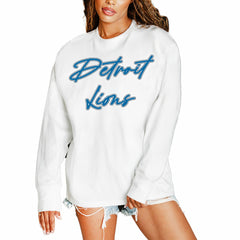 Detroit Lions Gameday Couture Women's Classic Comeback Oversized Long Sleeve T-Shirt White - NFL