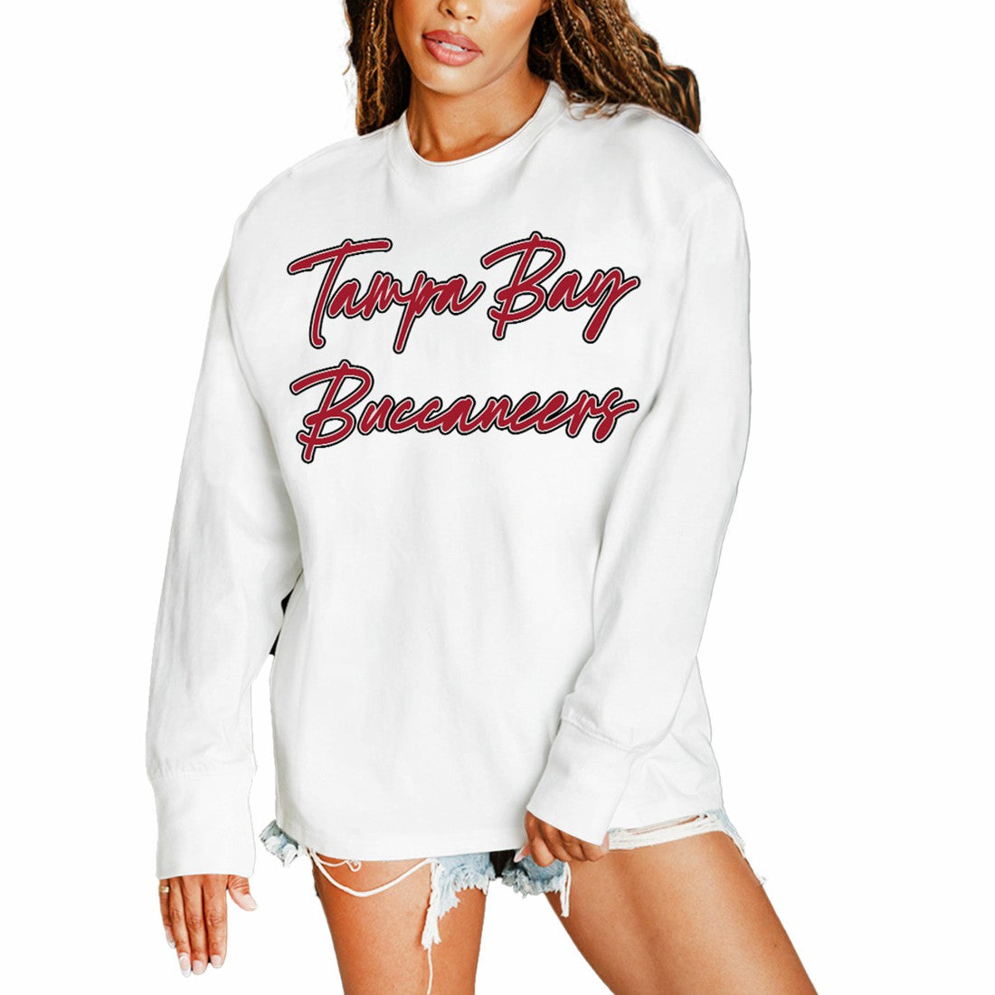Tampa Bay Buccaneers Gameday Couture Women's Classic Comeback Oversized Long Sleeve T-Shirt White - NFL