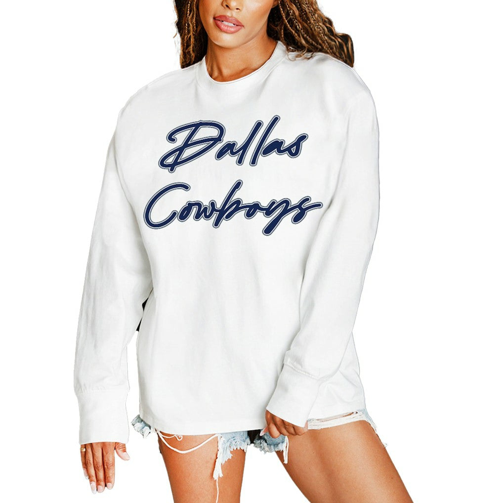 Dallas Cowboys Gameday Couture Women's Classic Comeback Oversized Long Sleeve T-Shirt White - NFL
