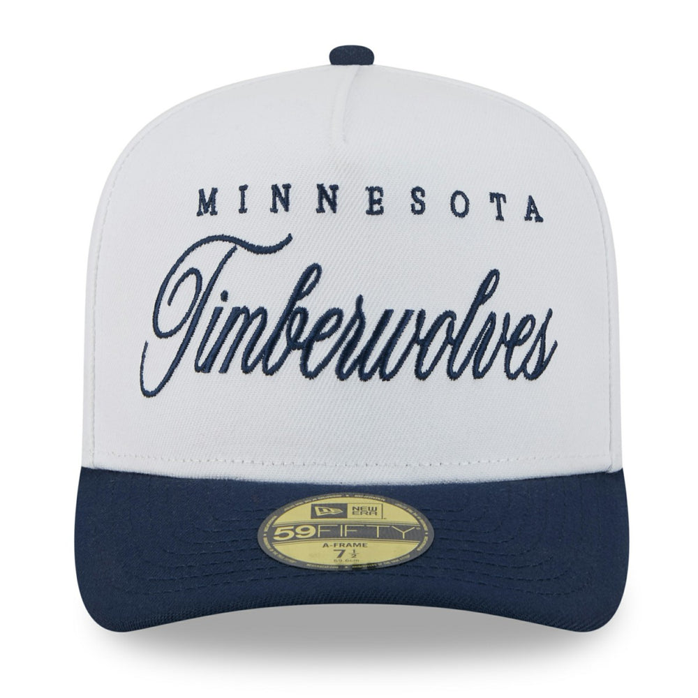 New Era - Minnesota Timberwolves 2025 NBA Draft A-Frame 59FIFTY Fitted Hat - White/Navy