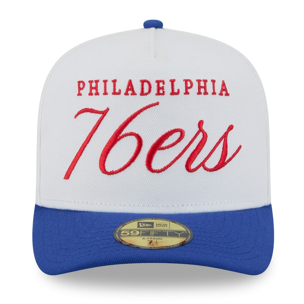 New Era - Philadelphia 76ers 2025 NBA Draft A-Frame 59FIFTY Fitted Hat - White/Royal