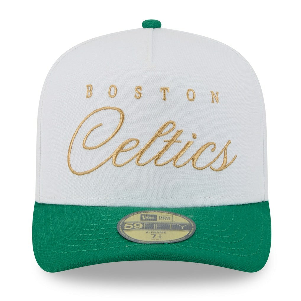 New Era - Boston Celtics 2025 NBA Draft A-Frame 59FIFTY Fitted Hat - White/Kelly Green
