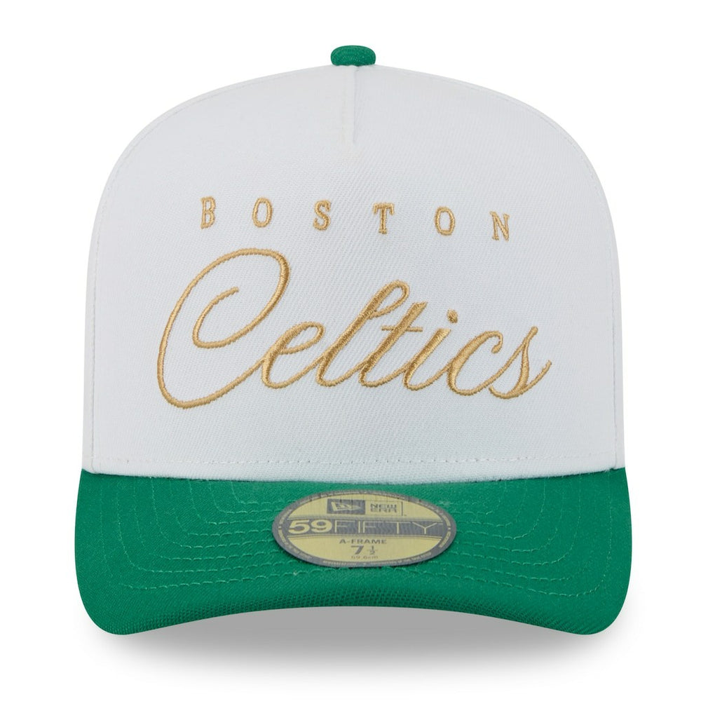 New Era - Boston Celtics 2025 NBA Draft A-Frame 59FIFTY Fitted Hat - White/Kelly Green