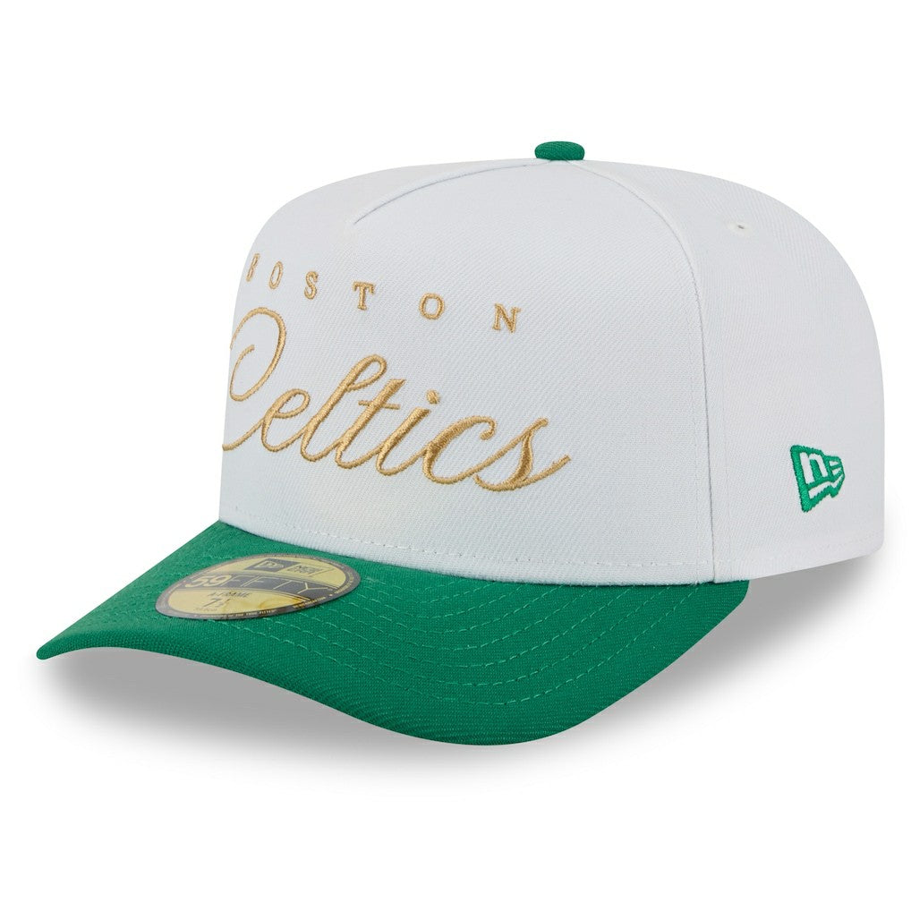 New Era - Boston Celtics 2025 NBA Draft A-Frame 59FIFTY Fitted Hat - White/Kelly Green