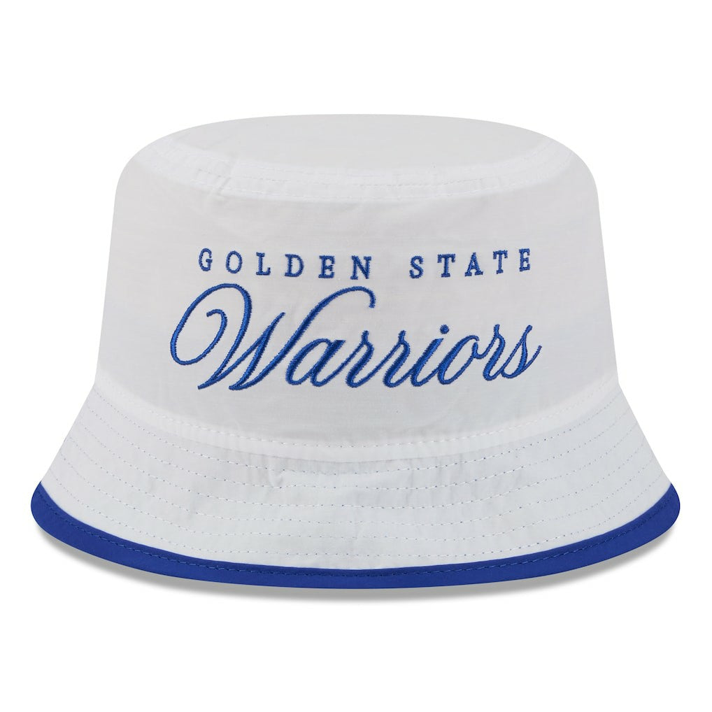 New Era - Golden State Warriors 2025 NBA Draft Nylon Bucket Hat - White/Royal