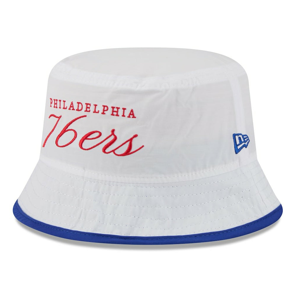 New Era - Philadelphia 76ers 2025 NBA Draft Nylon Bucket Hat - White/Royal