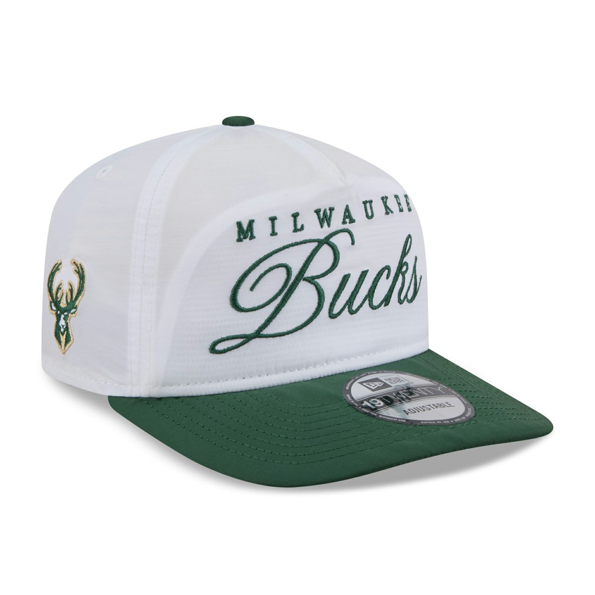 New Era - Milwaukee Bucks 2025 NBA Draft On-Stage Nylon 19TWENTY Adjustable Hat - White/Hunter Green