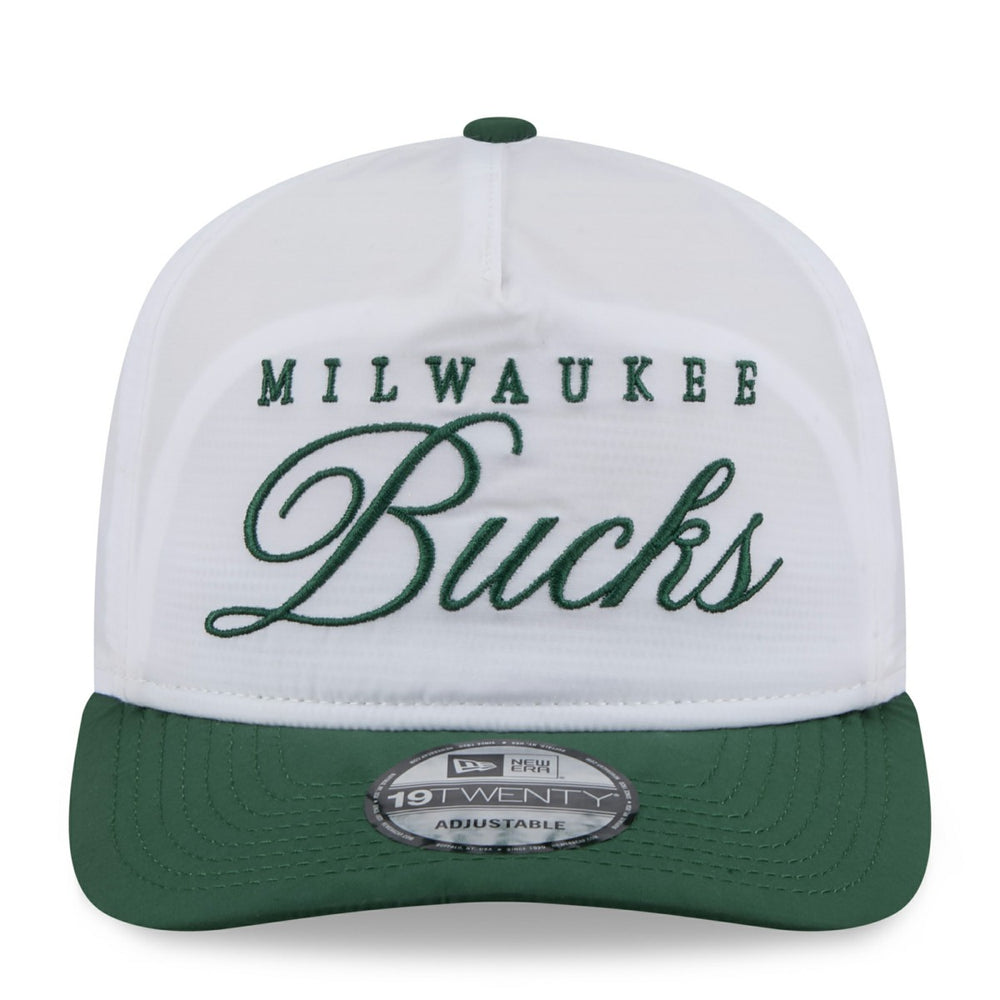 New Era - Milwaukee Bucks 2025 NBA Draft On-Stage Nylon 19TWENTY Adjustable Hat - White/Hunter Green