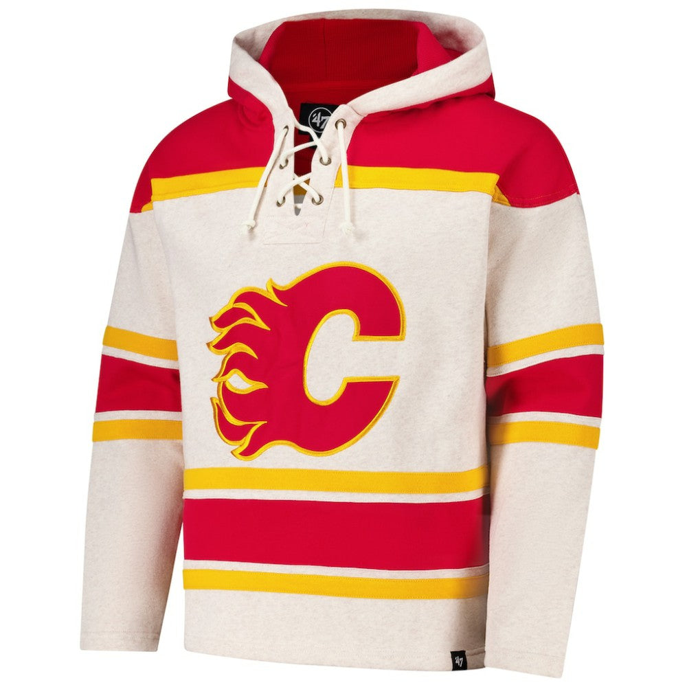Calgary Flames - '47 Rockaway Lacer Pullover Hoodie Oatmeal