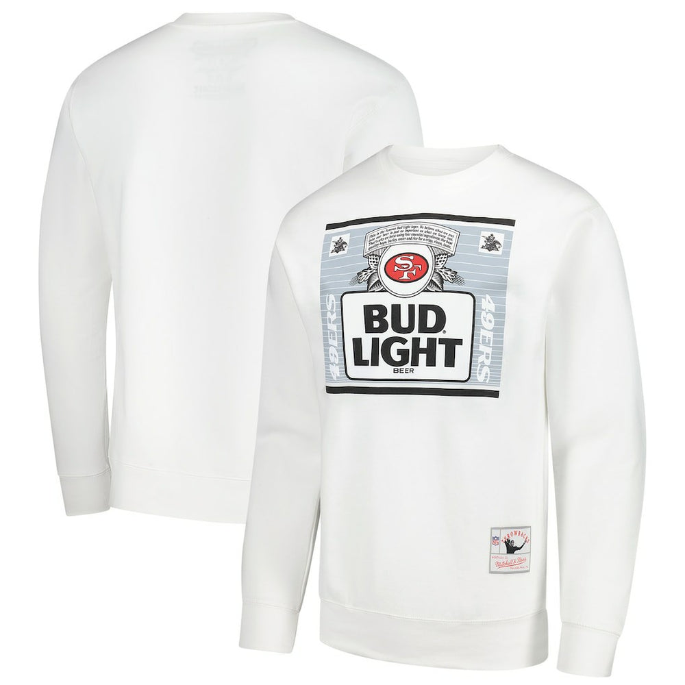 San Francisco 49ers x Bud Light The Crest Pullover Sweatshirt White - Mitchell & Ness