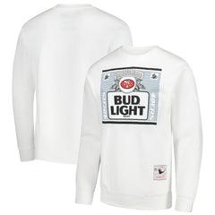 San Francisco 49ers x Bud Light The Crest Pullover Sweatshirt White - Mitchell & Ness