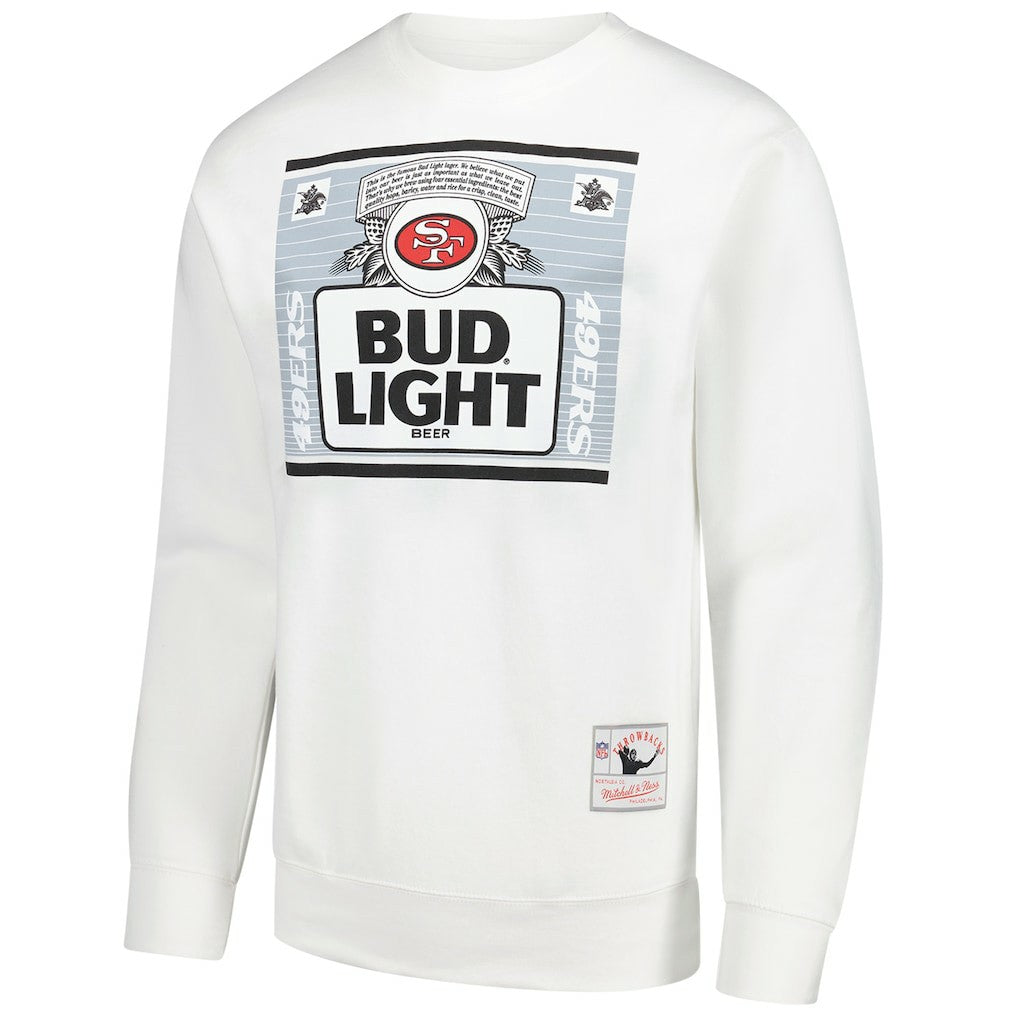 San Francisco 49ers x Bud Light The Crest Pullover Sweatshirt White - Mitchell & Ness