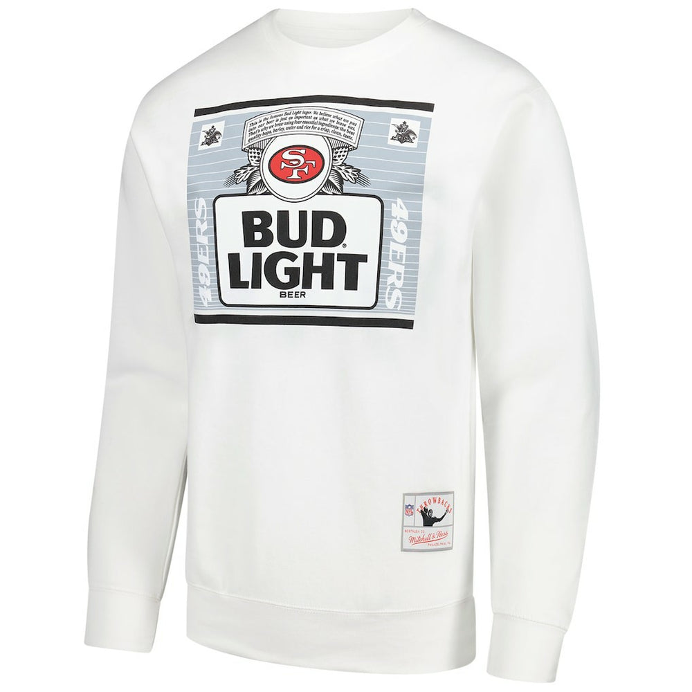 San Francisco 49ers x Bud Light The Crest Pullover Sweatshirt White - Mitchell & Ness