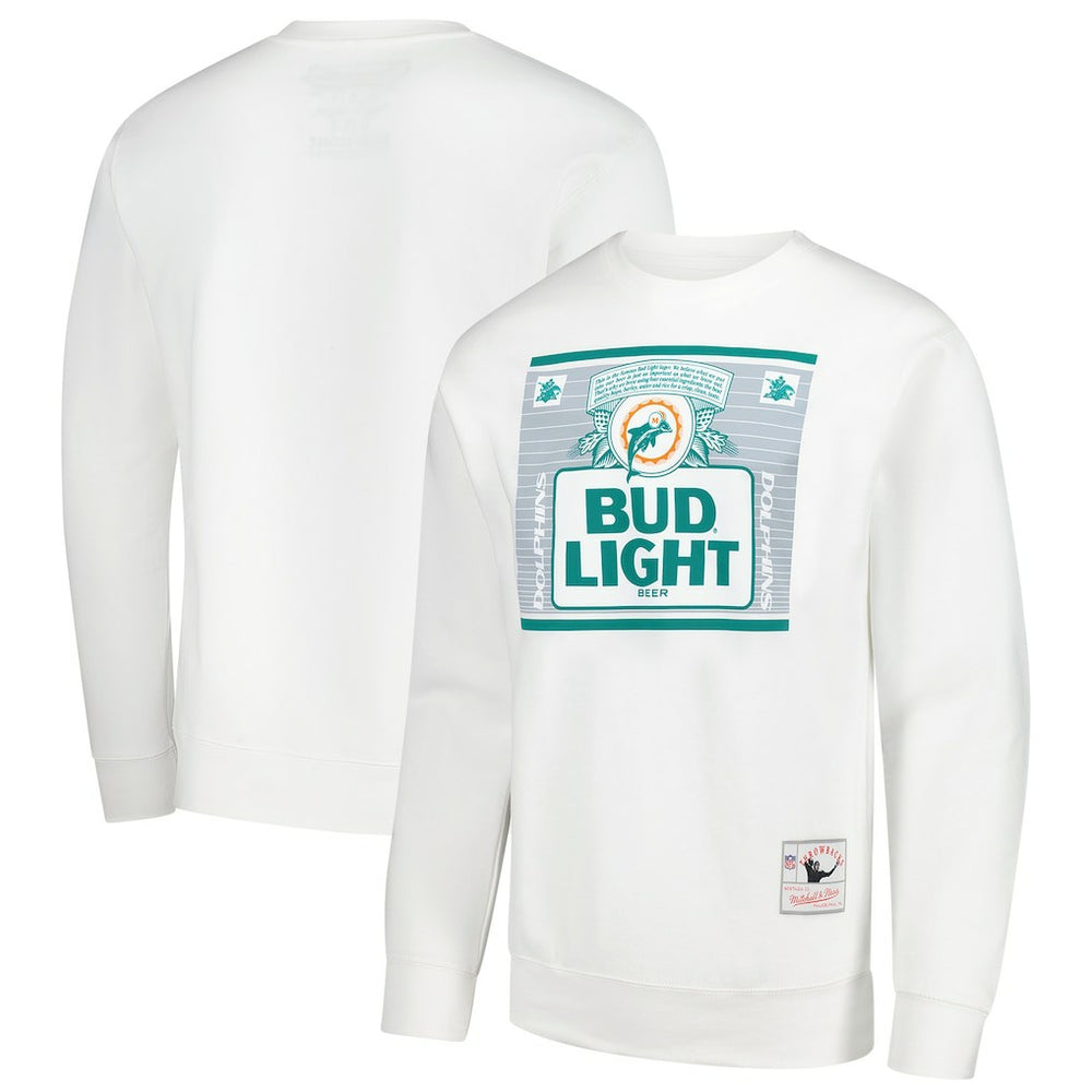 Miami Dolphins x Bud Light The Crest Pullover Sweatshirt White - Mitchell & Ness