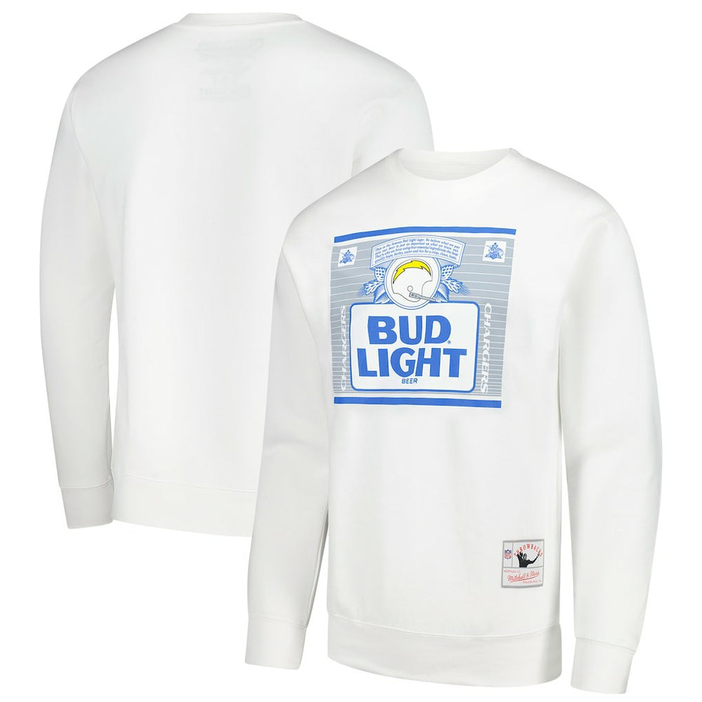 Los Angeles Chargers x Bud Light The Crest Pullover Sweatshirt White - Mitchell & Ness