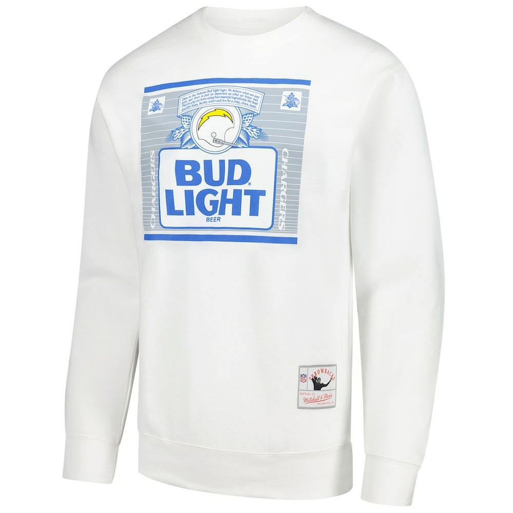Los Angeles Chargers x Bud Light The Crest Pullover Sweatshirt White - Mitchell & Ness