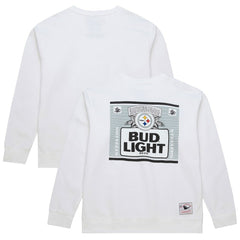 Pittsburgh Steelers x Bud Light The Crest Pullover Sweatshirt White - Mitchell & Ness