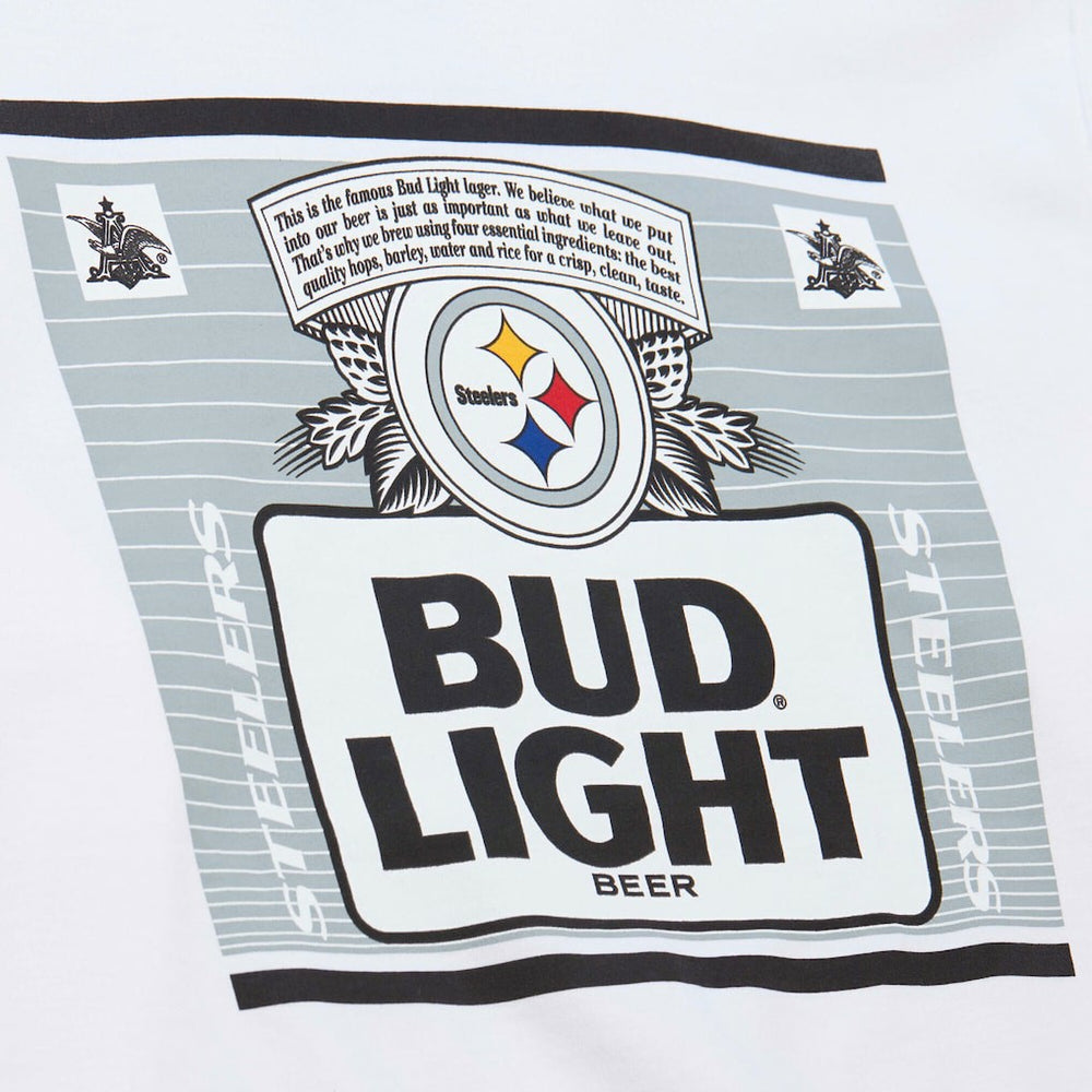 Pittsburgh Steelers x Bud Light The Crest Pullover Sweatshirt White - Mitchell & Ness