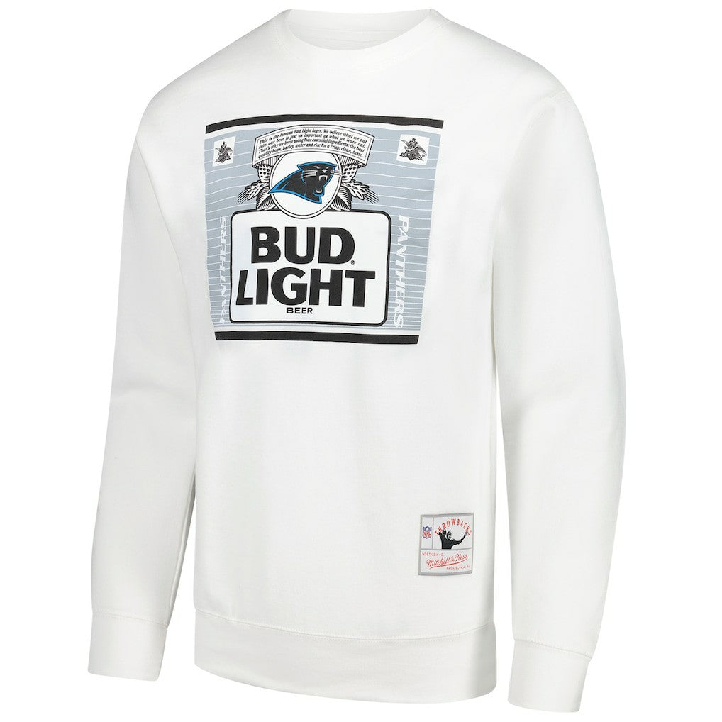 Carolina Panthers x Bud Light The Crest Pullover Sweatshirt White - Mitchell & Ness