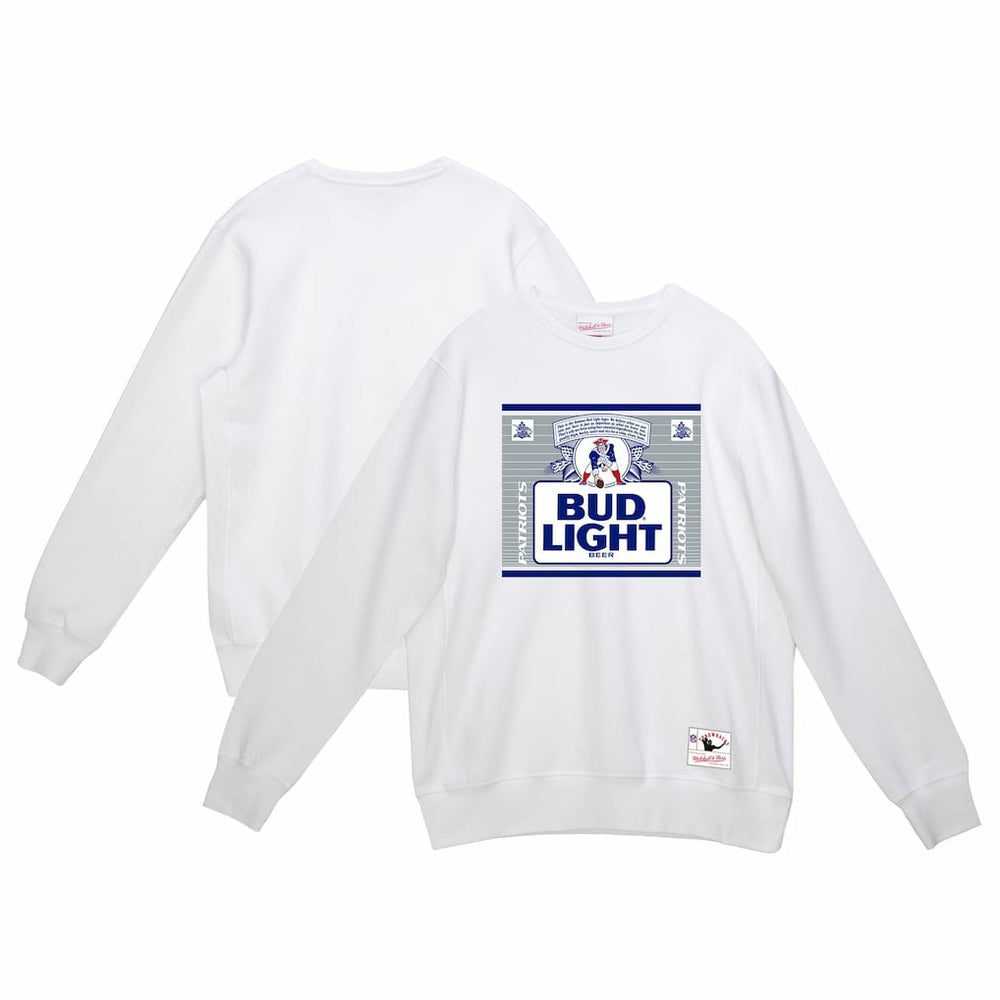 New England Patriots x Bud Light The Crest Pullover Sweatshirt White - Mitchell & Ness