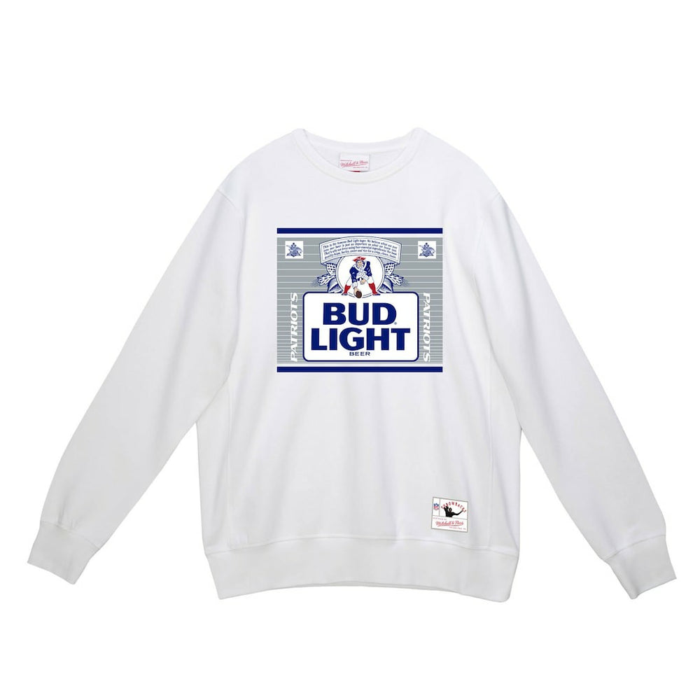 New England Patriots x Bud Light The Crest Pullover Sweatshirt White - Mitchell & Ness