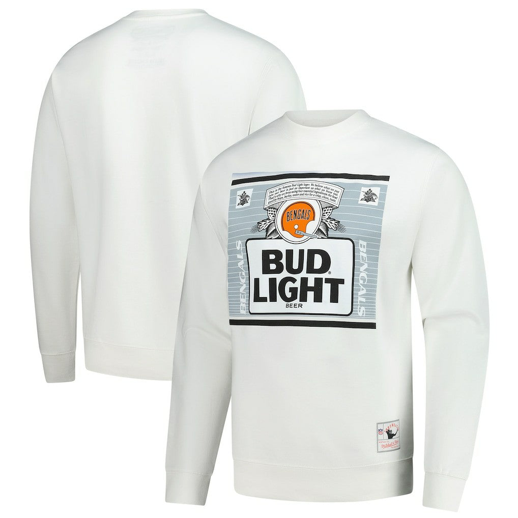 Cincinnati Bengals x Bud Light The Crest Pullover Sweatshirt White - Mitchell & Ness