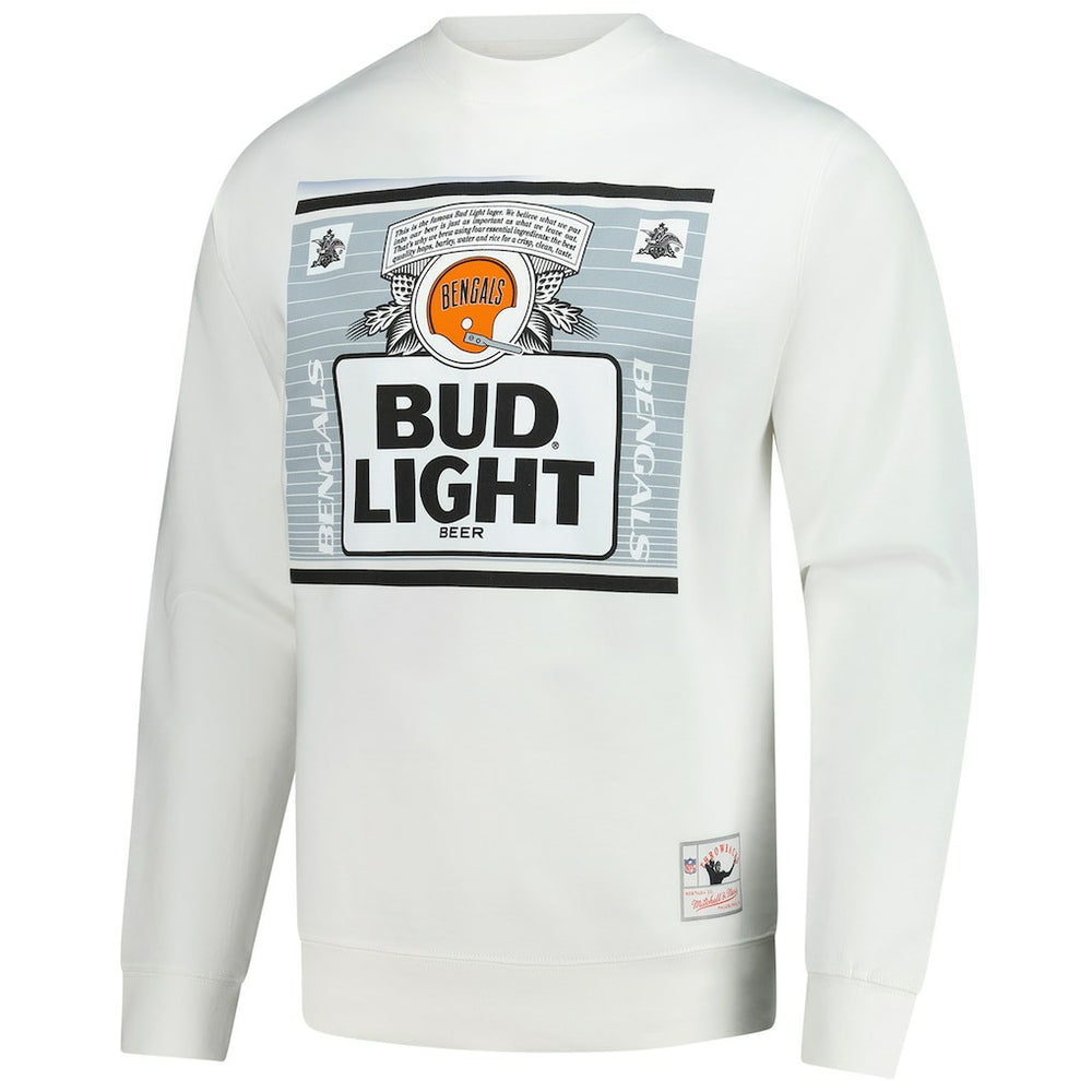 Cincinnati Bengals x Bud Light The Crest Pullover Sweatshirt White - Mitchell & Ness