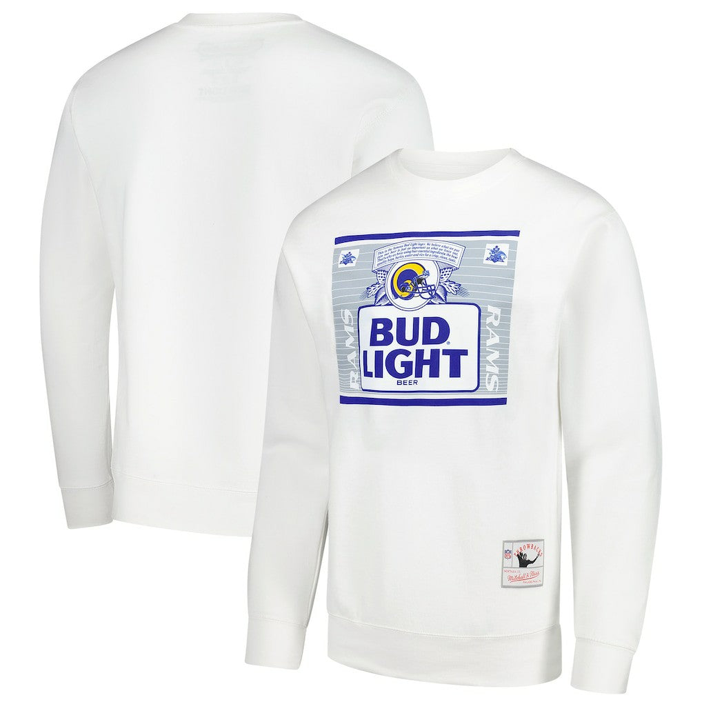 Los Angeles Rams x Bud Light The Crest Pullover Sweatshirt White - Mitchell & Ness