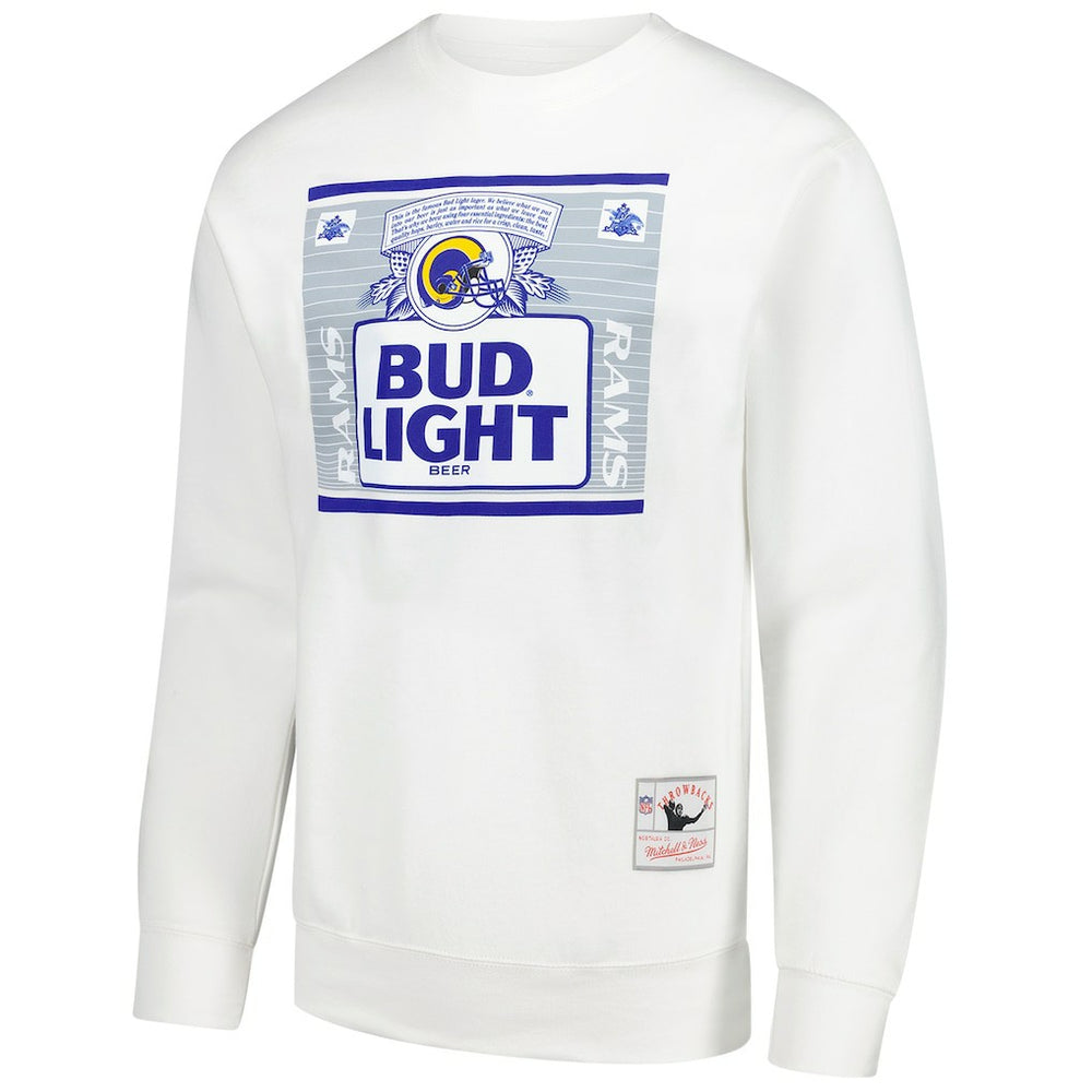 Los Angeles Rams x Bud Light The Crest Pullover Sweatshirt White - Mitchell & Ness