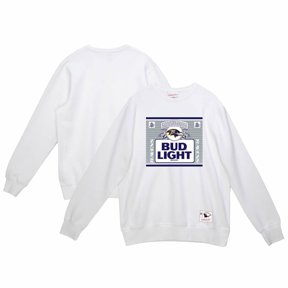 Baltimore Ravens x Bud Light The Crest Pullover Sweatshirt White - Mitchell & Ness