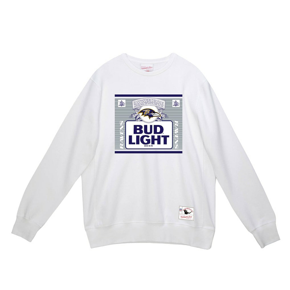 Baltimore Ravens x Bud Light The Crest Pullover Sweatshirt White - Mitchell & Ness
