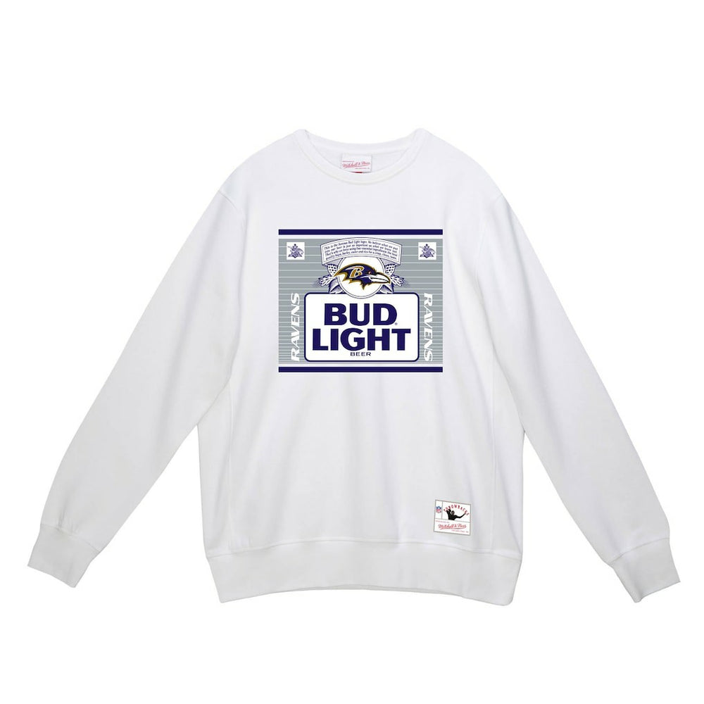 Baltimore Ravens x Bud Light The Crest Pullover Sweatshirt White - Mitchell & Ness