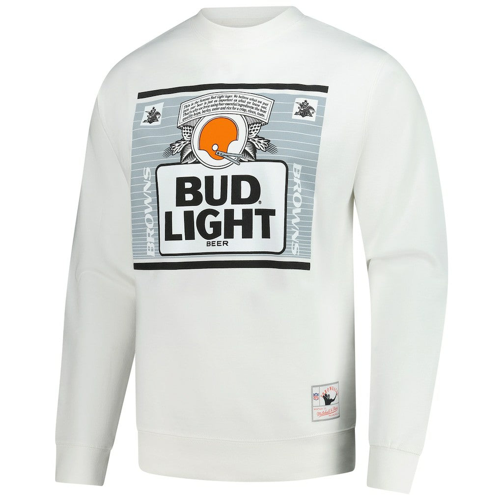 Cleveland Browns x Bud Light The Crest Pullover Sweatshirt White - Mitchell & Ness