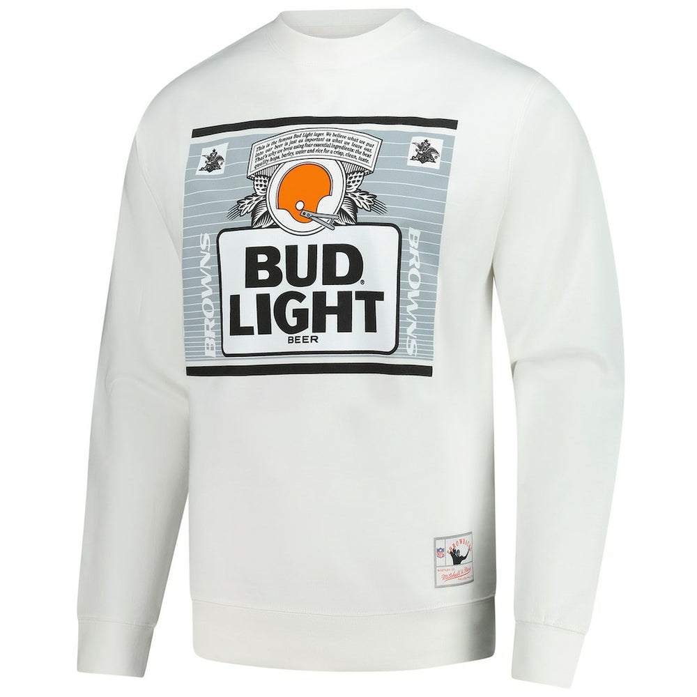 Cleveland Browns x Bud Light The Crest Pullover Sweatshirt White - Mitchell & Ness