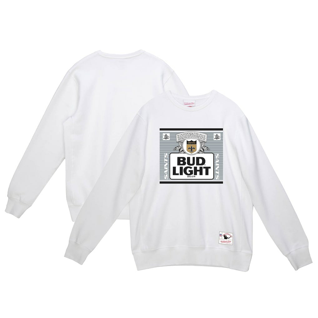 New Orleans Saints x Bud Light The Crest Pullover Sweatshirt White - Mitchell & Ness